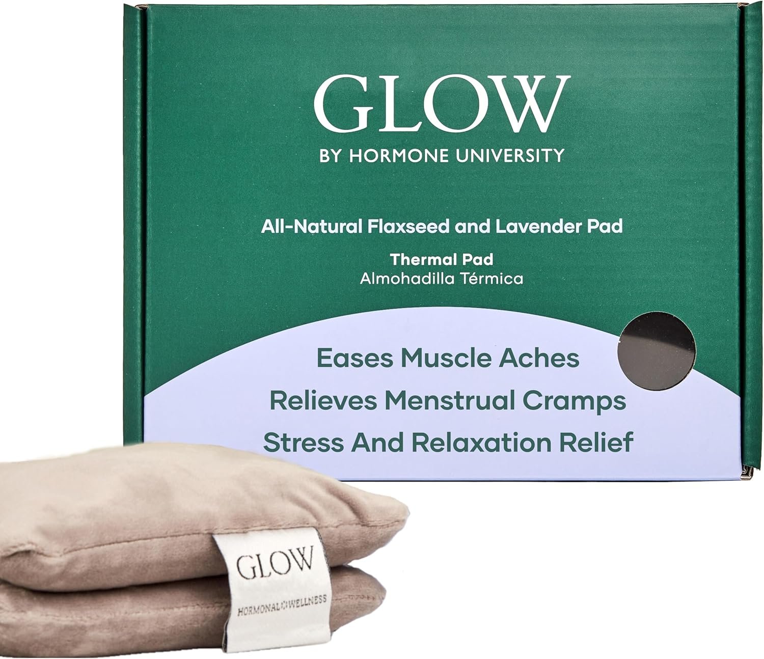 Glow Heating Pad with Flaxseed & Lavender for Hot & Cold Therapy, Microwavable Heat Pad for Back, Neck, Shoulder, Knee, Leg & Menstrual Cramp Relief, Washable & Reusable, One Size Fits All - Image 2