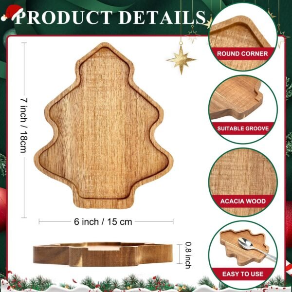 Tree Christmas Spoon Rest for Counter Acacia Wood Spoon Holder Christmas Kitchen Decor Gifts Farmhouse Large Cooking Utensils Holder for Stove Top Wooden Xmas Spoon Rest Spatula Holiday Spoon Rest - Image 7