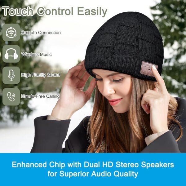 Greatfine Bluetooth Beanie, Beanie Hat for Men/Women/Teen, Unique Tech Gift for Christmas Stocking Stuffer - Image 4
