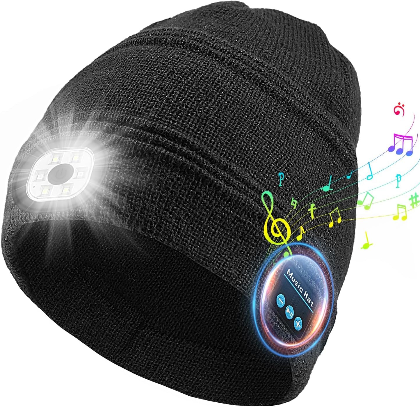 Rotibox Bluetooth Beanie Hat with Light, Gifts for Men, Dad, Husband, Birthday, Christmas, Mens Stocking Stuffers for Men, Women, Teens Tech Gifts - Image 2