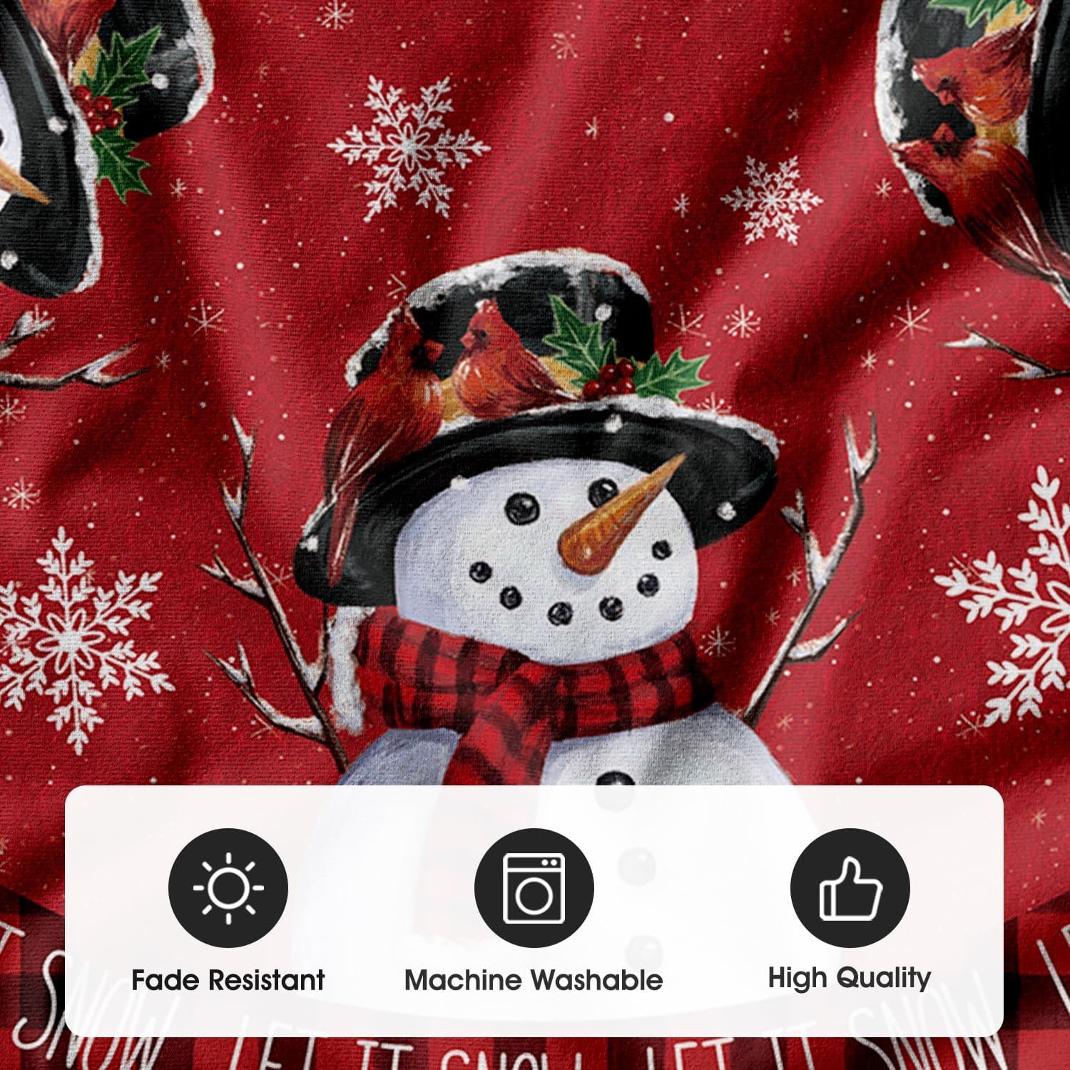 AVOIN colorlife Let It Snow Snowman Christmas Tree Skirt, Xmas Winter Holiday Party Tree Mat Indoor Outdoor Decoration 48 Inch - Image 8