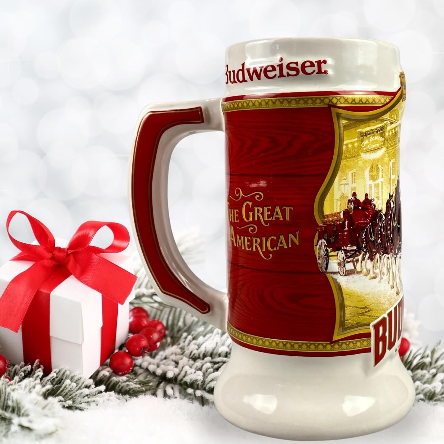 Budweiser 2024 91st Anniversary Limited Edition Collectors SERIES #45 Clydesdale Holiday Stein - Ceramic Beer Mug - Christmas Gift for Men, Father, Husband - Collectable Room Decor for Den, Man Cave - Image 5