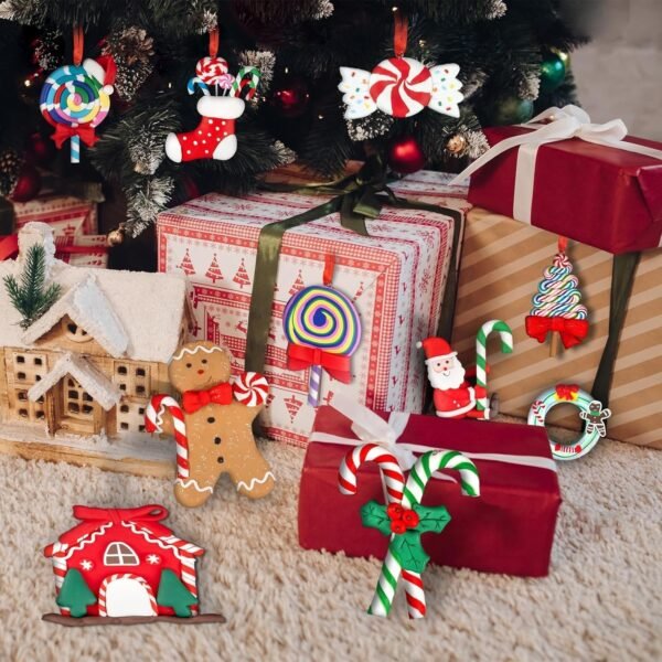 10pcs Candy Christmas Ornaments for Tree Decorations Peppermint Candy Cane Lollipop Ornaments Polymer Clay Christmas Ornaments for Christmas Party Home Decor - Image 7