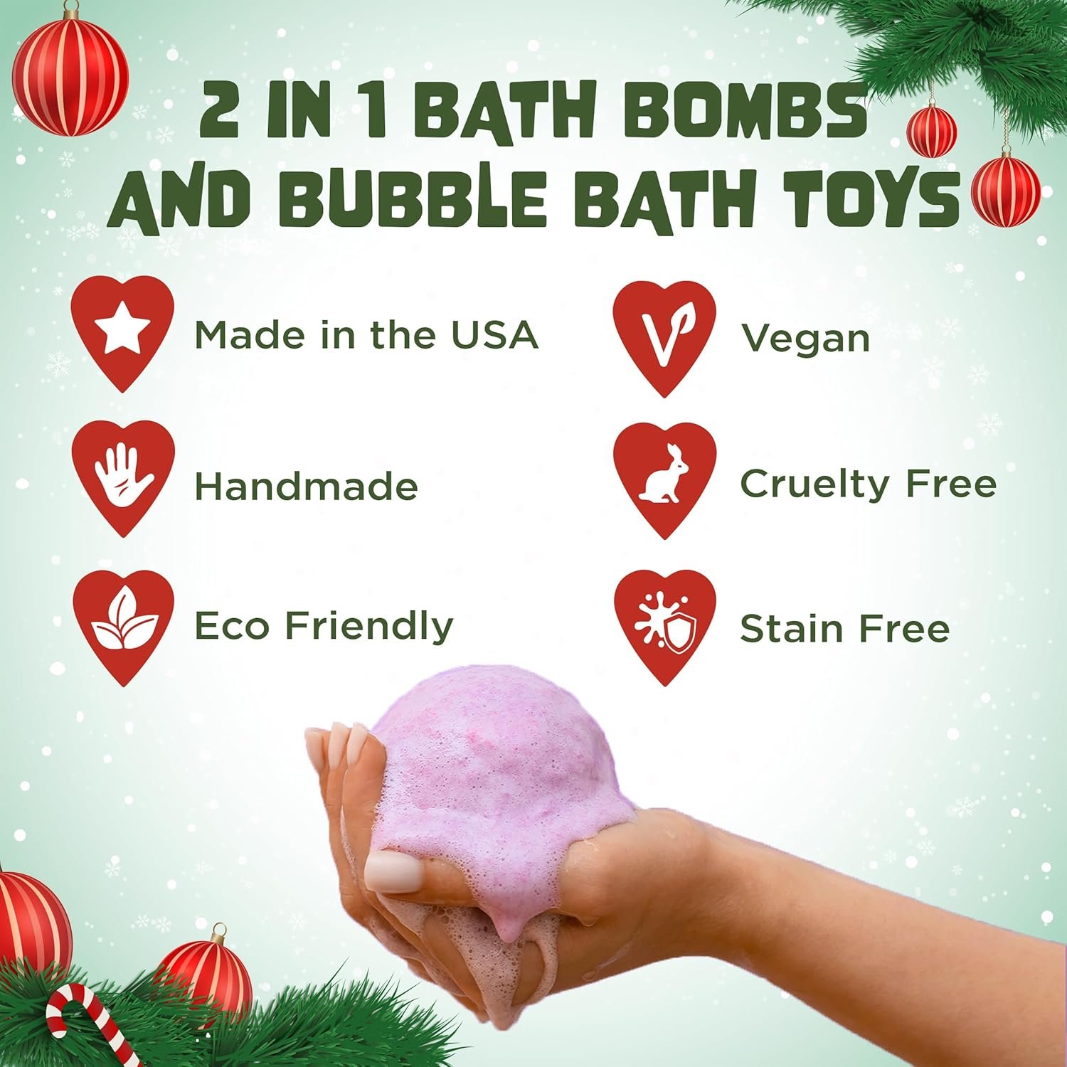 Christmas Bath Bombs for Kids with Surprise Toys Inside (6 Pack) - Christmas Gifts and Stocking Stuffers for Kids & Boys and Girls - Holiday Bubble Bath with Cheerful Scents, USA Made by Two Sisters - Image 5