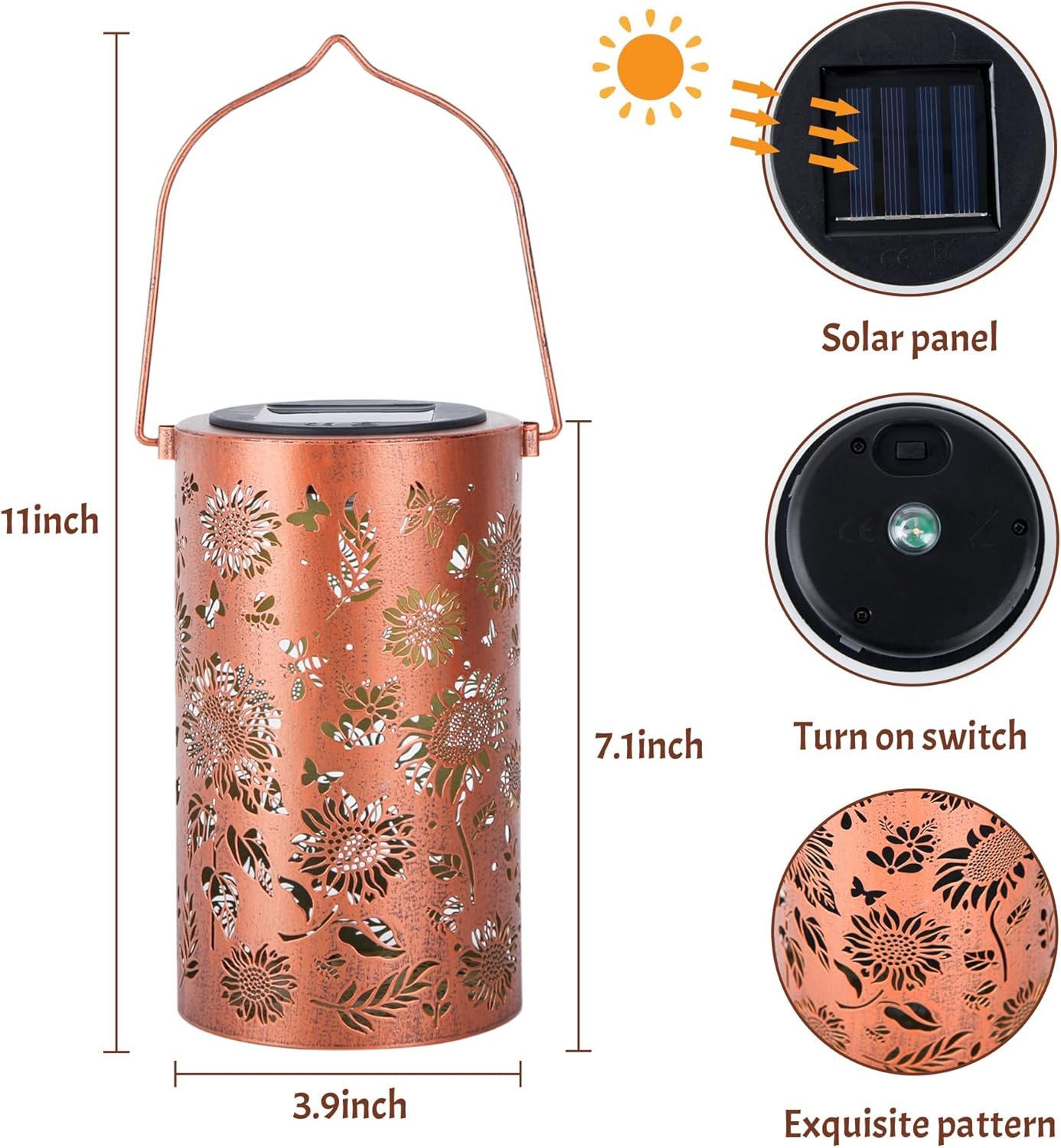 Sunflower Solar Lanterns Outdoor Waterproof, Birthday Gifts for Women Mom Grandma, Hanging Solar Lights for Yard, Patio, Porch, Garden Decor, Christmas Gifts for Her/Him - Image 5