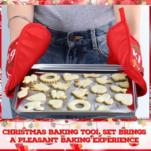 24 Pcs Christmas Pot Holders Baking Gift Set Christmas Silicone Spatulas Mini Baking Sheet Stainless Steel Whisk Christmas Bake Kit Pocket Potholders for Christmas Kitchen Gifts(Retro) - Image 6