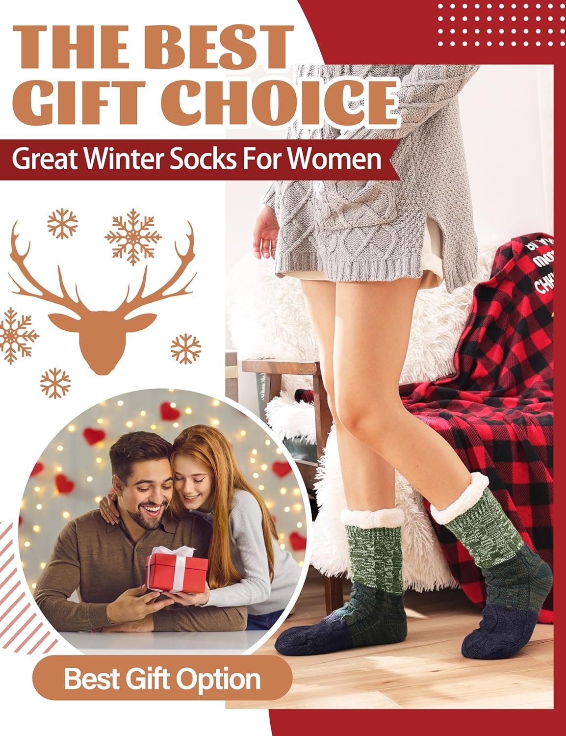 Anlisim Women Slipper Socks Non Slip Fuzzy Fluffy Thick Warm Cabin Cozy Comfy Soft Fleece Home Grips Socks - Image 7