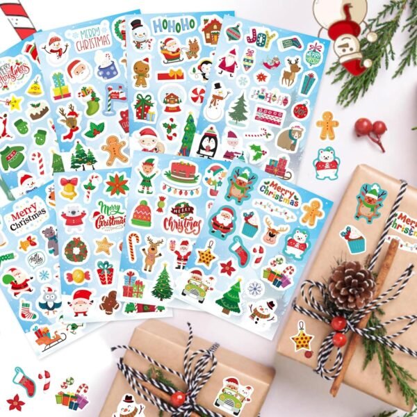 Christmas Theme Stickers, 284pcs Christmas Stickers for Kids, Merry Christmas Stickers Non-Repeating, Adhesive Xmas Winter Holiday Party Stickers, Christmas Goodie Bag Fillers Christmas Party - Image 7