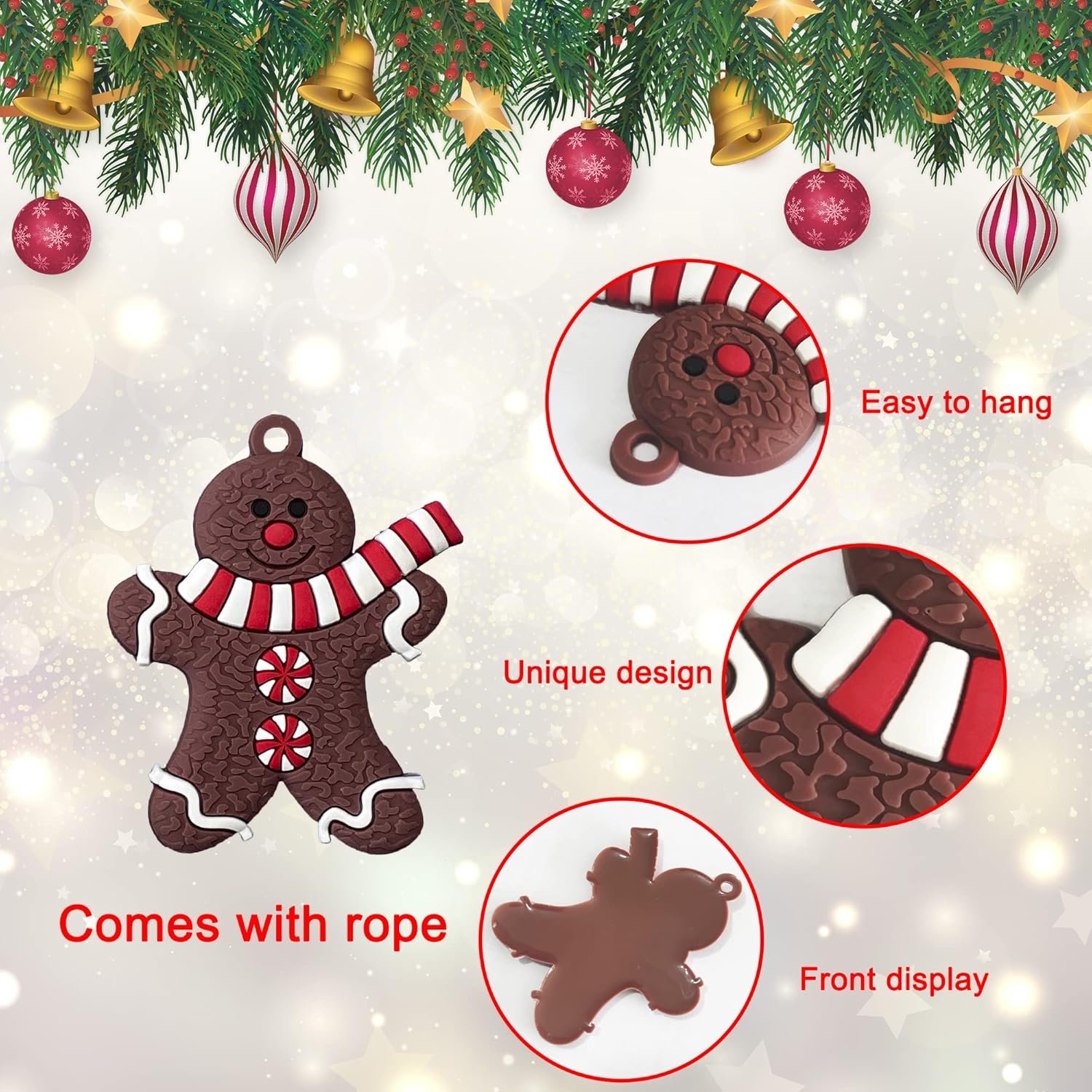 12pcs Christmas Ornaments Cute Snowman Xmas Tree Decorations Santa Claus Plastic Figurines Ornaments with Sugar Cookie House for Christmas Tree Hanging Party Ornaments DIY Decor 3 Inch Tall - Image 4