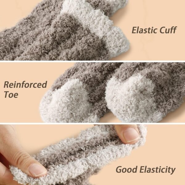 Fuzzy Socks for Women - 5 Pairs Fuzzy Socks Fluffy Socks Cozy Winter Socks for Women Soft Socks Warm Socks Slipper Socks - Image 4