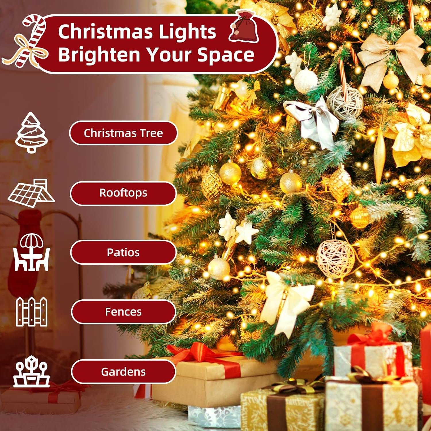 Christmas Lights, 33FT 120 LED Clear Christmas Tree Lights with White Wire, UL Certified Mini String Lights, Waterproof Xmas Fairy Lights Connectable for Indoor Outdoor Patio Party Decor, Warm White - Image 7