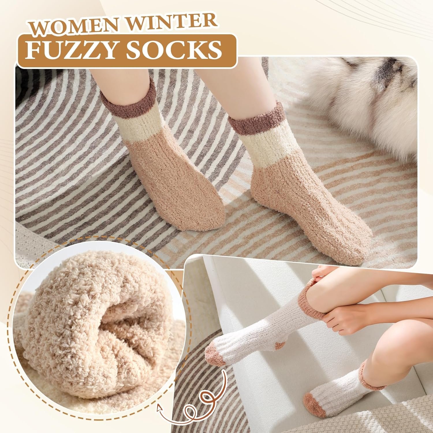 Fuzzy Socks for Women - Cozy Socks for Women 5 Pairs - Image 6