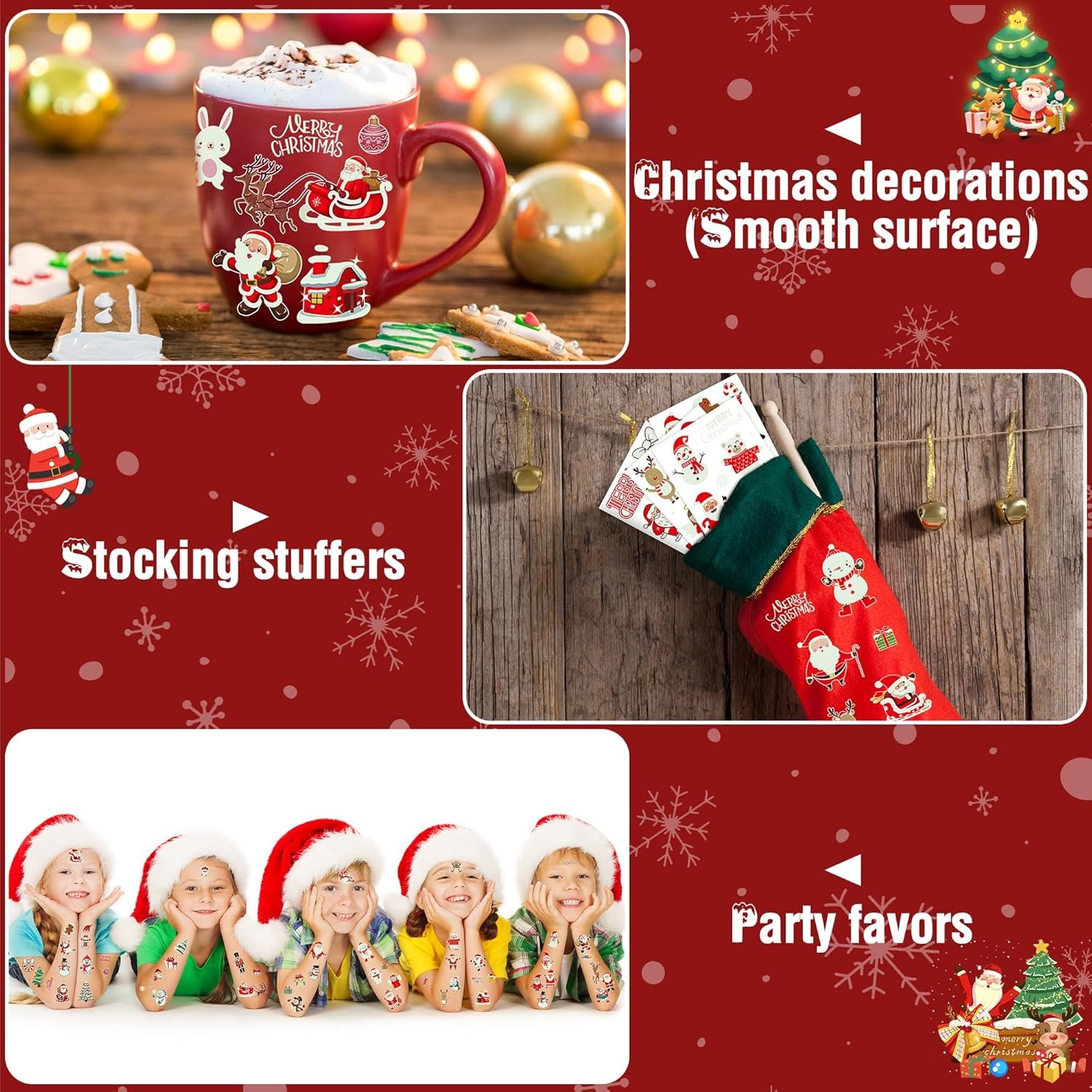 120PCS Luminous Christmas Tattoos for Kids, 10 Sheets Xmas Accessories Glow in the Dark Fake Tattoo Stickers with Santa for Stocking Stuffers, Cute Christmas Party Favors Supplies for Boys Girls - Image 7
