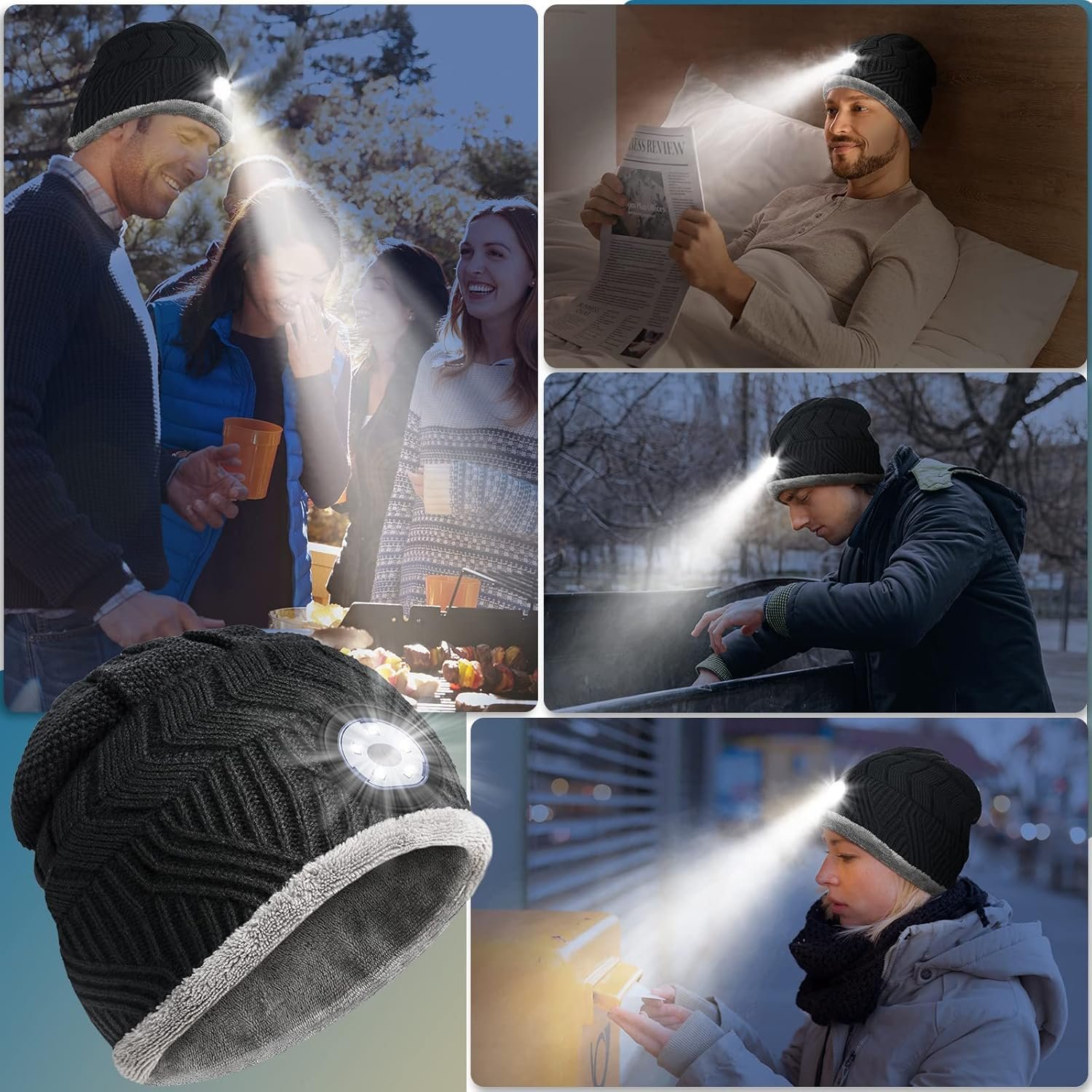 HIGHEVER LED Beanie Hat with Light: Christmas Stocking Stuffers for Men Adult Winter Gift - Image 7