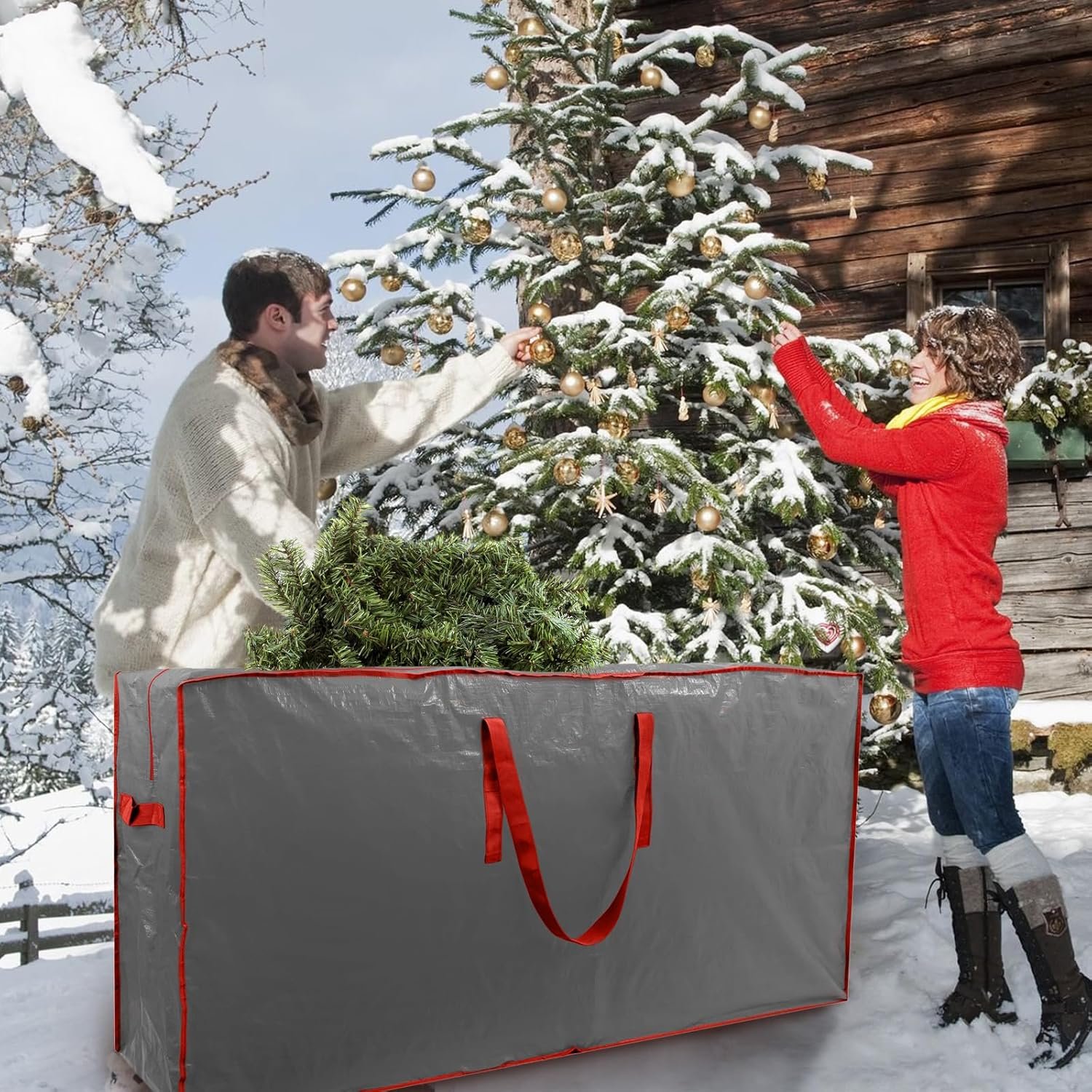 TREE STORAGE BAG Christmas Tree Storage Bag Fits Up to 7.5 Ft Tall Disassembled Tree 45 X 15 X 20 INCH Holiday Tree Storages Waterproof Material Protects Dust Christmas Container HandlesSleek Zipper - Image 6