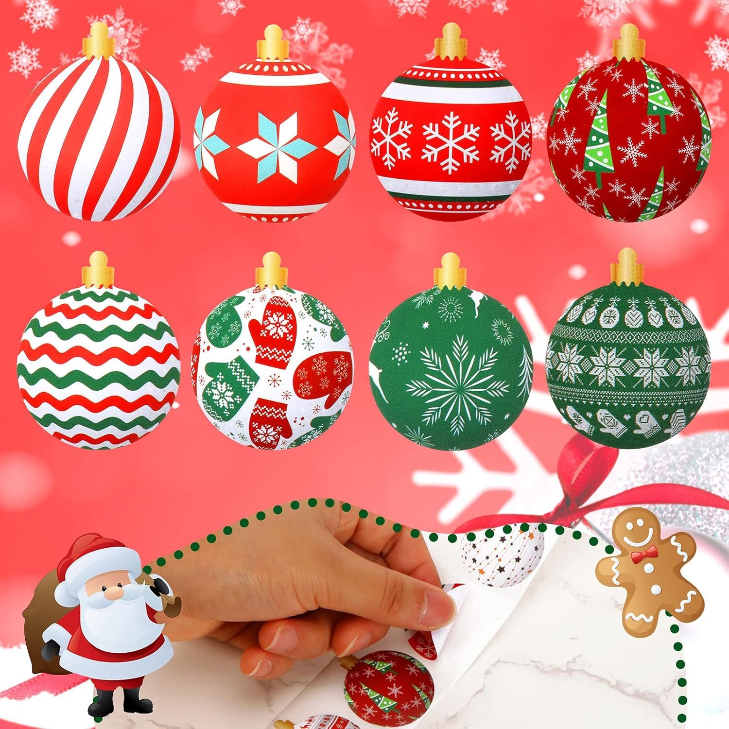 1000 Pcs Christmas Ornament Roll Stickers Christmas Ball Sticker Assorted Holiday Stickers 1.5 Inch Christmas Decoration Stickers Roll for Christmas Candy Bag Party Favors Supplies (Snowflake Style) - Image 5