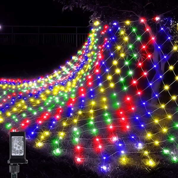 LitHome 610 LED 34.5ft x 5ft Outdoor Christmas Net Lights,Connectable Mesh Lights with 8 Modes,Waterproof Plug in Net Lights for Bushes, Garden, Backyard, Holiday, Christmas(Multicolor) - Image 2