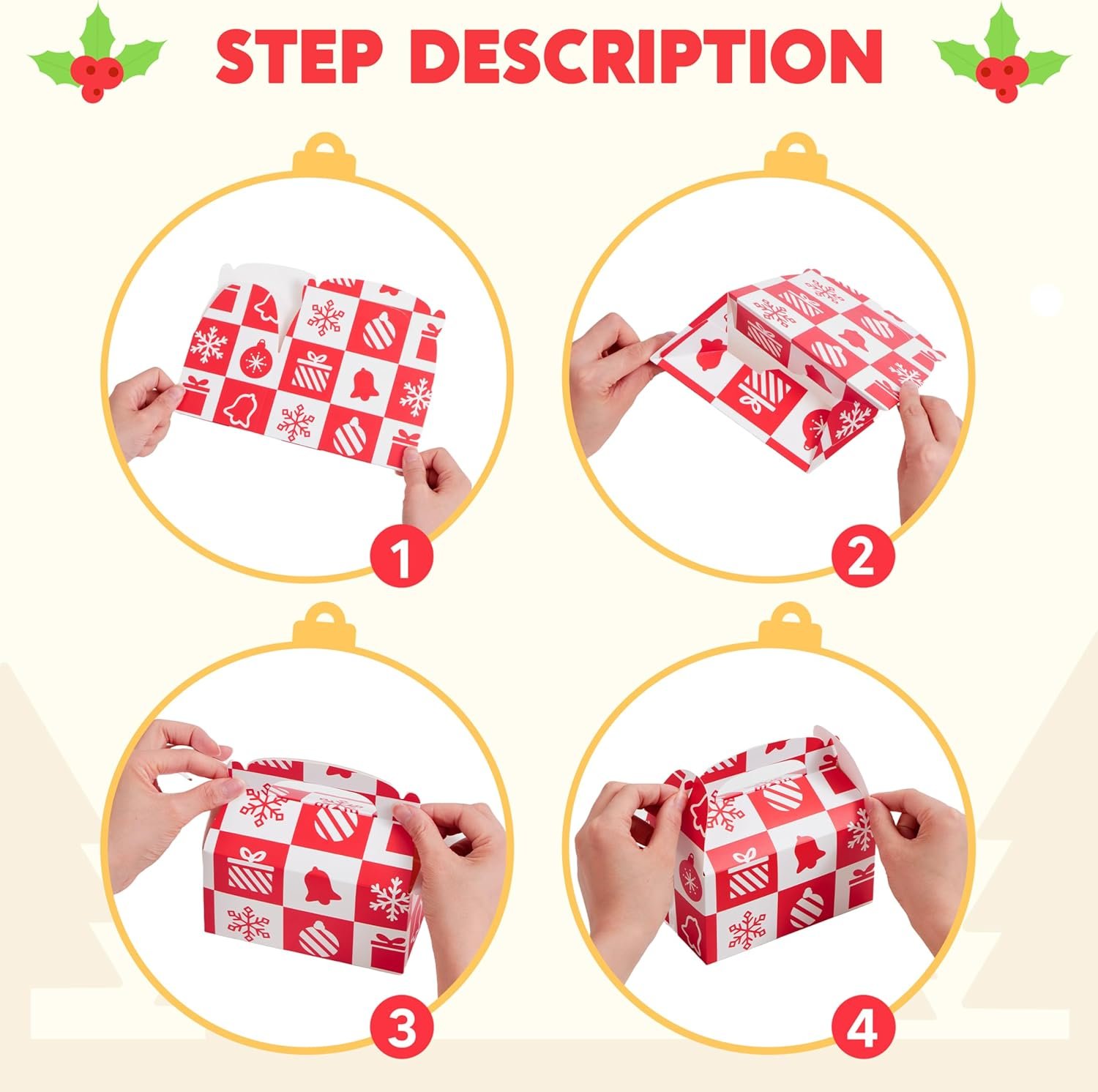 JOYIN 24 PCS Christmas Cookie Boxes, 3D Christmas Foil Treat Boxes for Holiday Xmas Goody Gift, Goodie Paper Boxes, School Classroom Party Favor Supplies, Candy Treat - Image 5
