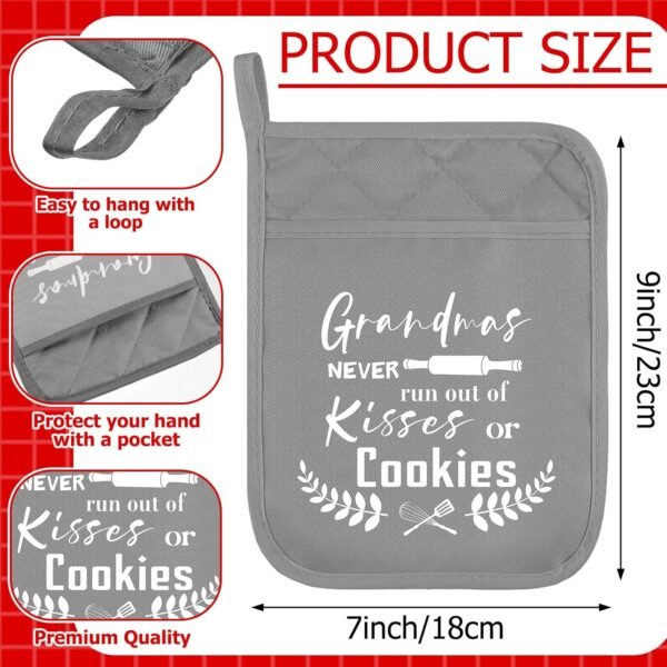 Rtteri 6 Pcs Christmas Pot Holders with Silicone Spatulas Grandma Kitchen Gifts Thank You Grandma Kitchen Pot Holders Funny Cookie Baking Tool Xmas Cookie Oven Mitts for Christmas Kitchen Gift - Image 3