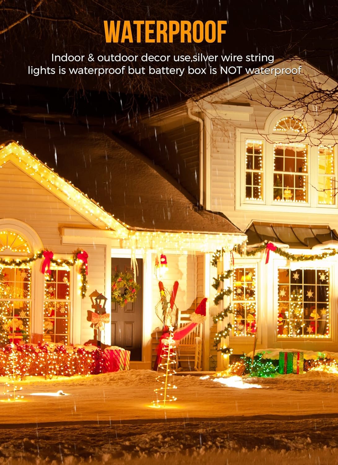 10Feet Battery Operated Fairy Lights, 120LEDs Firecracker String Lights Waterproof Silver Wire Starry Firefly Lights for DIY Wreath Home Weeding Indoor Outdoor Christmas Decorations, Warm White - Image 4