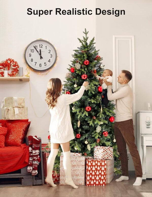 7.5ft Artificial Christmas Tree Holiday Xmas Tree w/1,800 Branch Tips, Christmas Tree Decorations,Christmas Tree Stand Metal Hinges & Foldable Base,Easy Assembly for Home, Office, Party Decoration - Image 7