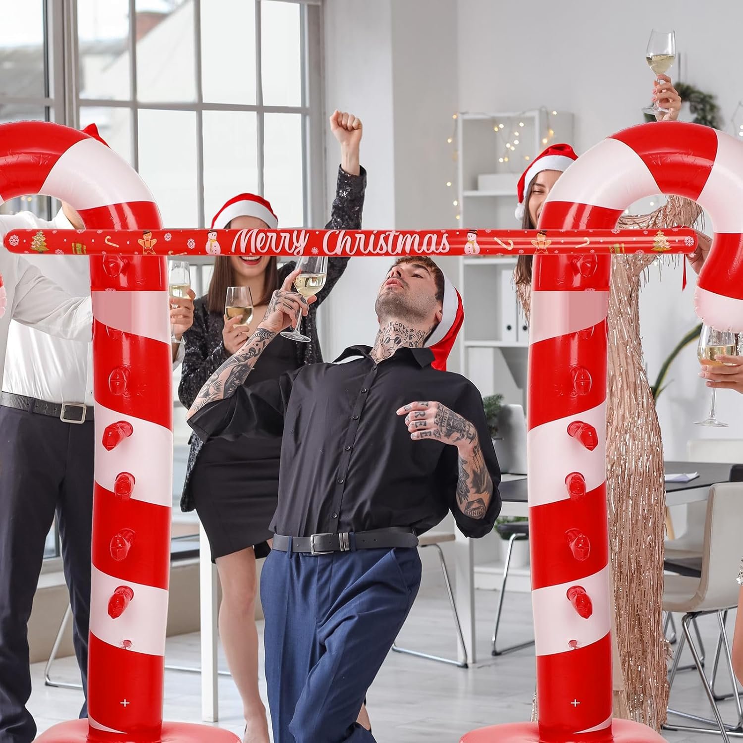 Christmas Candy Cane Striped Inflatable Limbo Game for Adults Inflatable Limbo Party Game Fun Limbo Carnival Game for Vacations Indoor Outdoor Party Supplies - Image 6