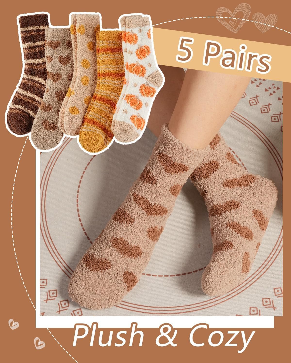 Fuzzy Socks for Women Fluffy Cozy Slipper Socks Fall Thanksgiving Gifts Christmas - Image 7