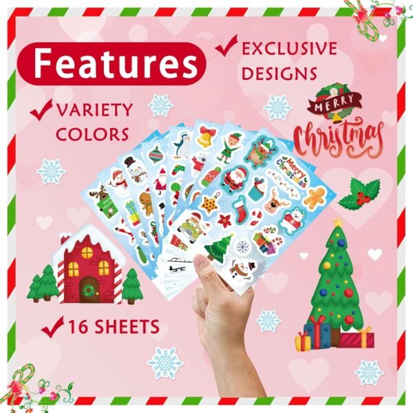 Christmas Theme Stickers, 284pcs Christmas Stickers for Kids, Merry Christmas Stickers Non-Repeating, Adhesive Xmas Winter Holiday Party Stickers, Christmas Goodie Bag Fillers Christmas Party - Image 5