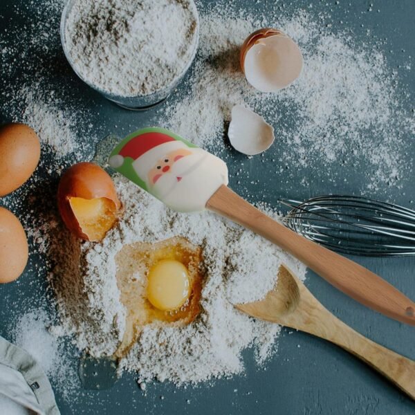 Cabilock 8 pcs Christmas Silicone Spatula-Christmas Baking Spatula with Wooden Handle,Mixing Scraper Christmas Decorating for Kitchen Baking Cookie Cake - Image 5