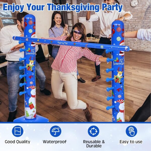 2 Pack Christmas Inflatable Limbo Party Game 59 in Santa Xmas Tree Indoor Outdoor Family Party Favor Easy Setup for Birthday Backyard Picnic Winter Holiday Decor (Snowman) - Image 7
