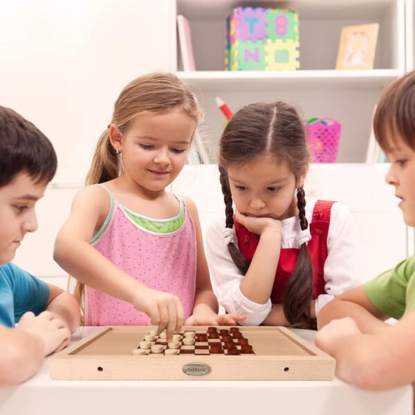 Fast Sling Puck Game Toy,2-in-1 Board Game: Includes Checkers & Chess. Solid Wood Winner Slingshot. Foosball and Air Hockey or Birthday Party Present for Kids & Adults - Image 8