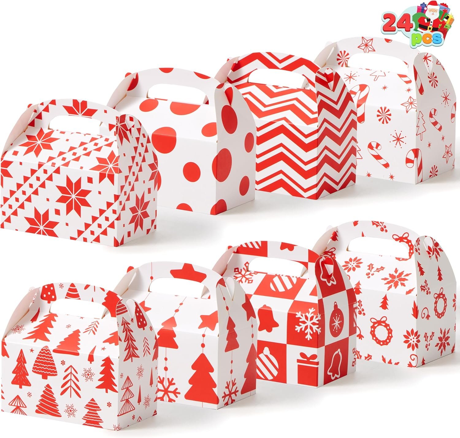 JOYIN 24 PCS Christmas Cookie Boxes, 3D Christmas Foil Treat Boxes for Holiday Xmas Goody Gift, Goodie Paper Boxes, School Classroom Party Favor Supplies, Candy Treat - Image 2