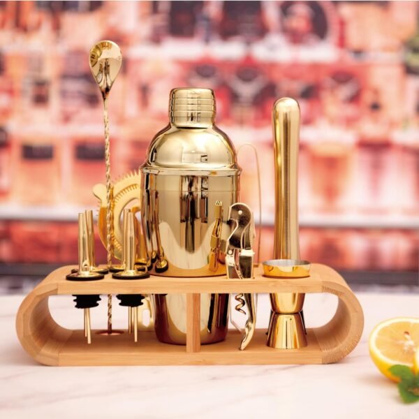 12Pcs-Cocktail Shaker Set Stainless Steel Bartending Kit 18.6oz Cocktail Bar Set Cocktail Mix Drink Making Kit Professional Bar and Home Drink Bar Tools for Bartender(Gold, 12Pcs) - Image 3