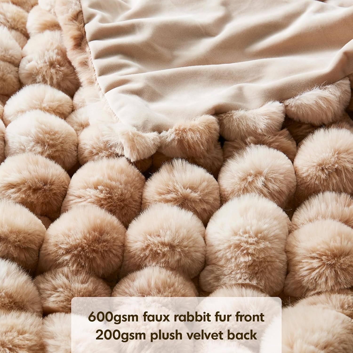 Hyde Lane Soft Faux Rabbit Fur Throw Blanket, Cute Plush Fuzzy Blanket for Sofa Couch, Thick Fluffy Shaggy Throw for Women Girls As a Gift, Brun Rabbit, 50"x60" - Image 4