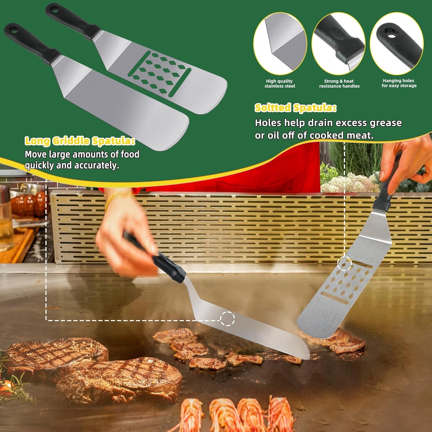 30PCS Griddle Accessories Kit, Flat Top Grill Accessories Set for Blackstone and Camp Chef, Grill Spatula Set with Melting Dome, Burger Press, Gifts for Men, Christmas Stocking Stuffers for Adults Men - Image 3