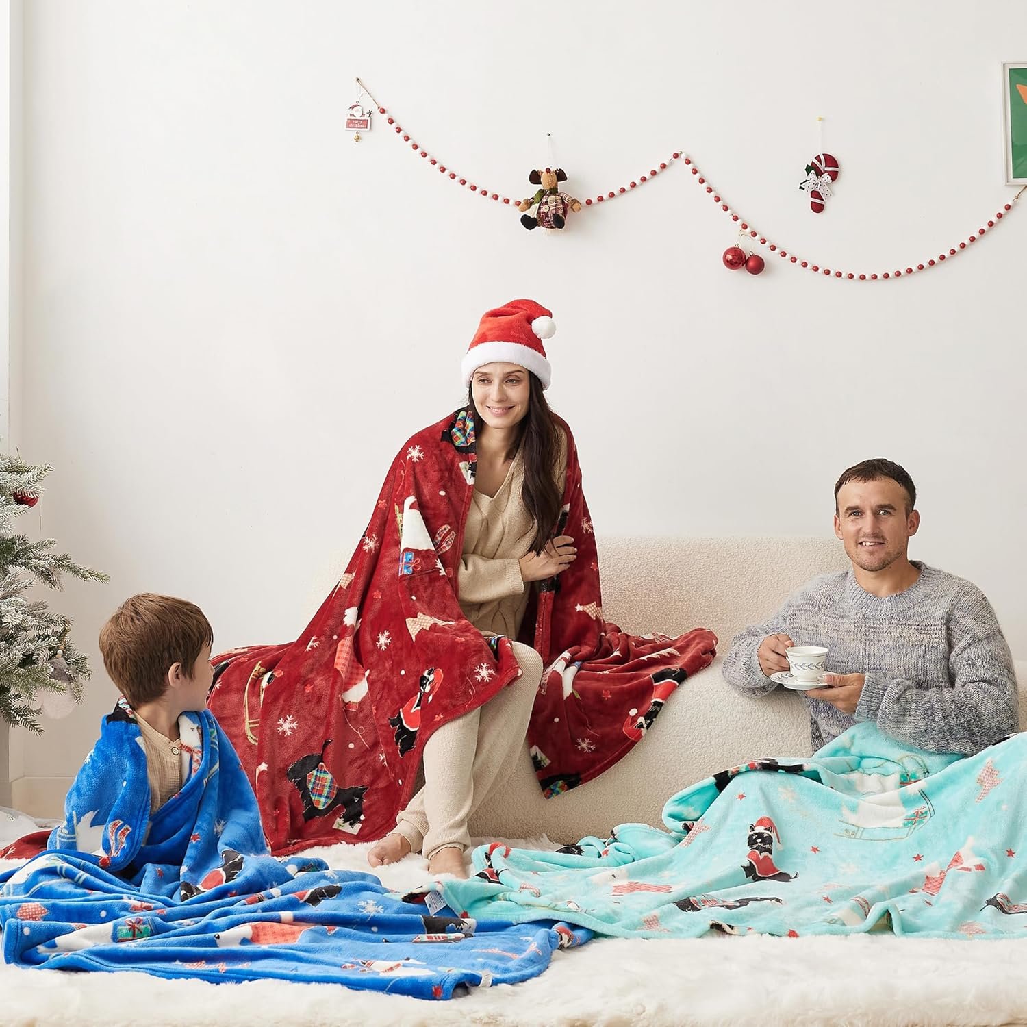 Super Soft Flannel Christmas Throw Blanket 50x60 Inches, Premium Silky Fleece Lightweight Bed Blanket All Season Use, Christmas Red, 50"x60" - Image 6