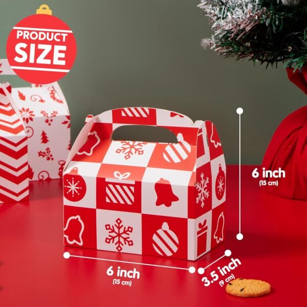 JOYIN 24 PCS Christmas Cookie Boxes, 3D Christmas Foil Treat Boxes for Holiday Xmas Goody Gift, Goodie Paper Boxes, School Classroom Party Favor Supplies, Candy Treat - Image 6