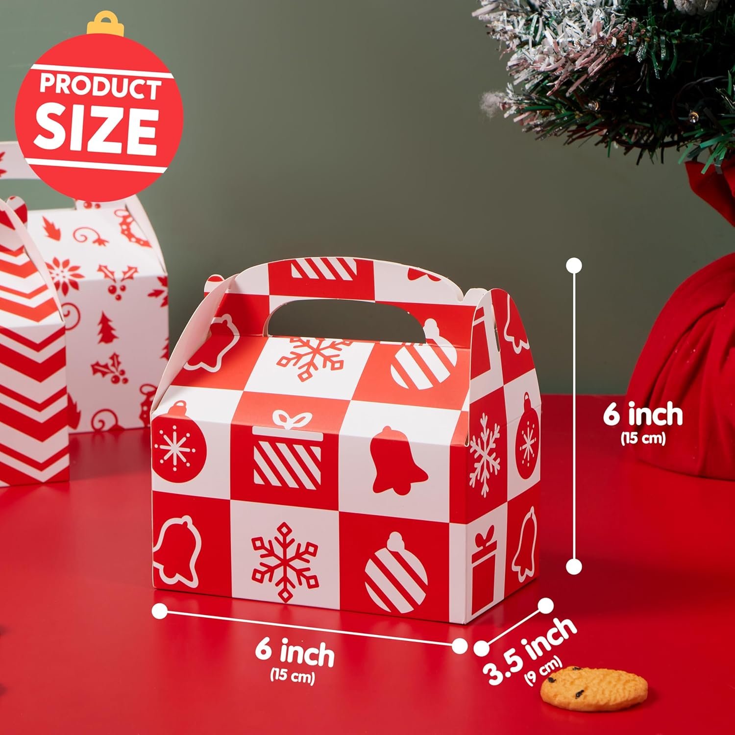 JOYIN 24 PCS Christmas Cookie Boxes, 3D Christmas Foil Treat Boxes for Holiday Xmas Goody Gift, Goodie Paper Boxes, School Classroom Party Favor Supplies, Candy Treat - Image 6