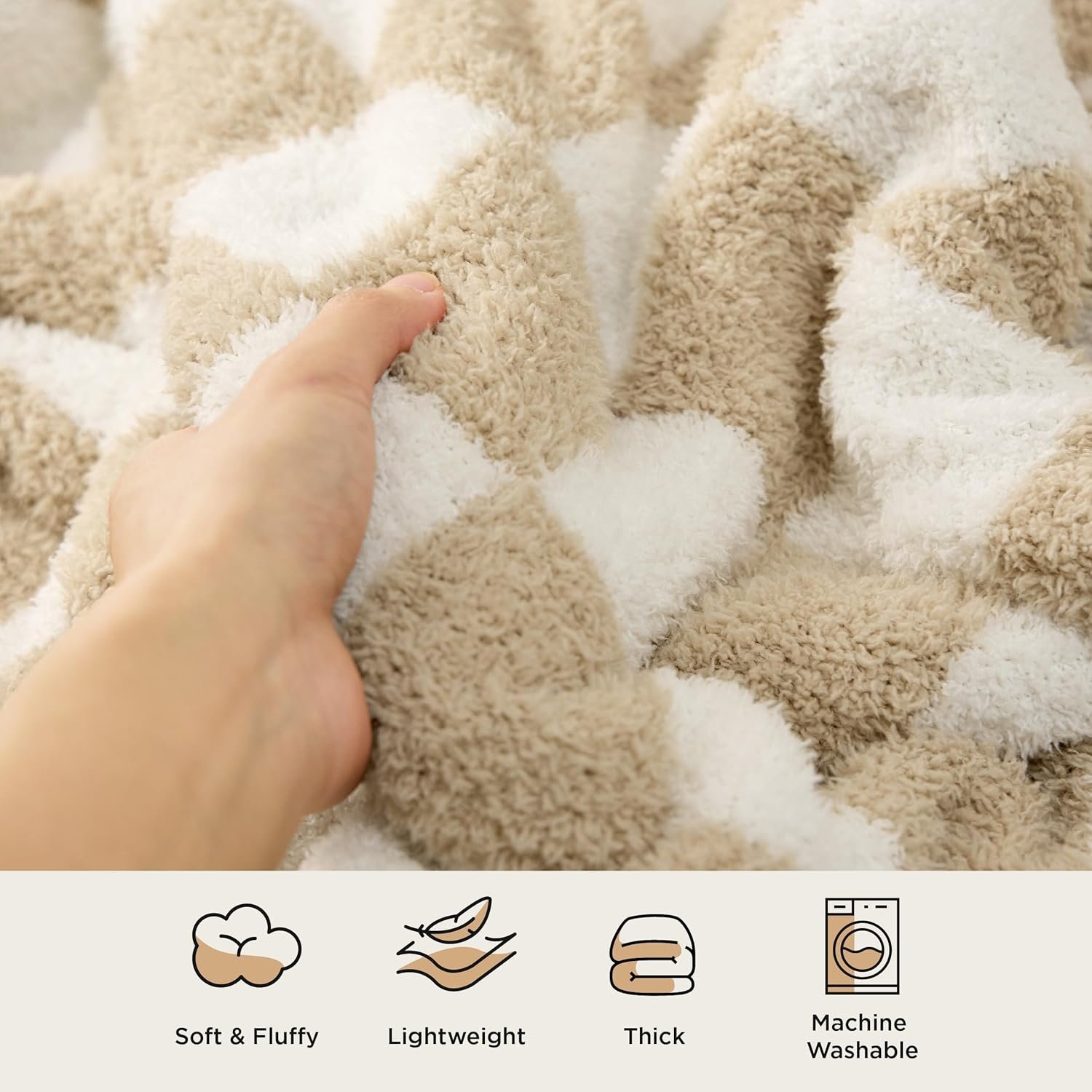 Bedsure Checkered Throw Blanket - Super Soft Knit Breathable Throw Blanket, Warm Cozy Fluffy Lightweight Summer Blanket for Couch Sofa Bed (50" x 60") - Image 5