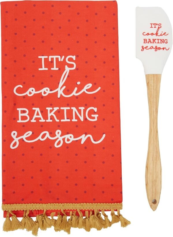 C.R. Gibson It's Cookie Season 100% Cotton Hand Towel and Silicone Spatula for Baking Gift Set, Multicolor - Image 4