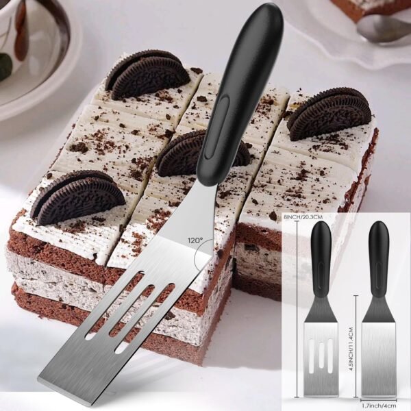 Small Spatula 2 PCS, Metal Spatulas for Kitchen Use, Stainless Steel Mini Serving Spatula for Flipping and Cooking, Ideal for Brownies, Tiramisu, Cookie, Lasagna or Pancakes, etc - Image 5