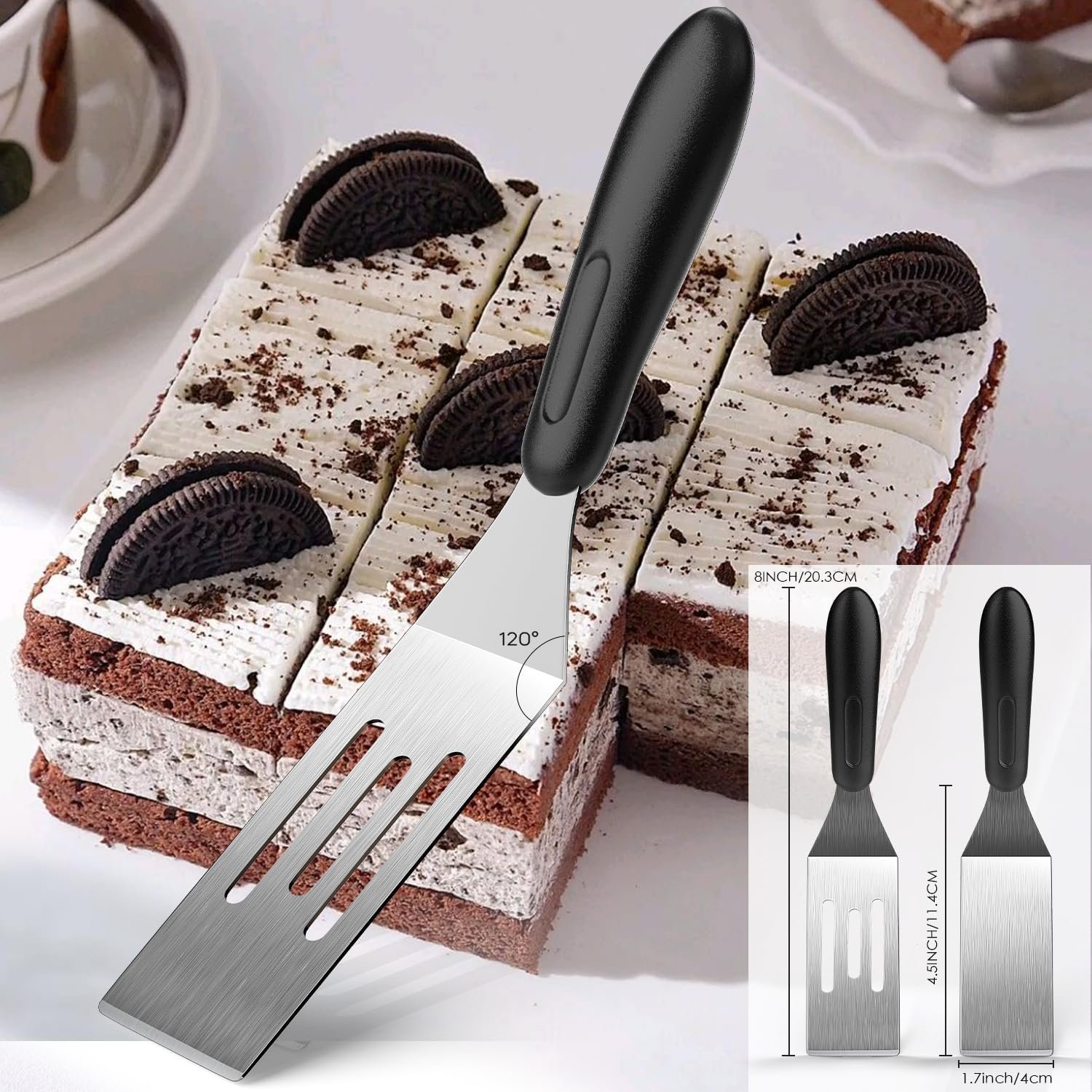Small Spatula 2 PCS, Metal Spatulas for Kitchen Use, Stainless Steel Mini Serving Spatula for Flipping and Cooking, Ideal for Brownies, Tiramisu, Cookie, Lasagna or Pancakes, etc - Image 5
