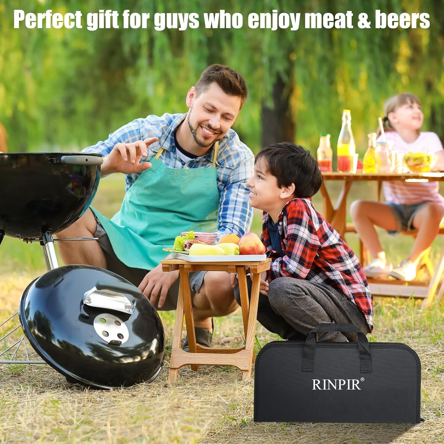 31pcs Stainless Steel BBQ Grill Accessories Set for Men Dad, Heavy Duty Grilling Tools for Outdoor Camping, BBQ Utensils Kit with Mats, Grill Brush in Carrying Bag Brown - Image 7