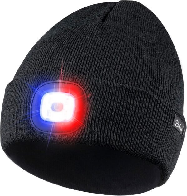 Etsfmoa Hat with Light,Rechargeable LED Colored Light Beanie,Gifts for Men Women,Warm Knitted Cap - Image 2