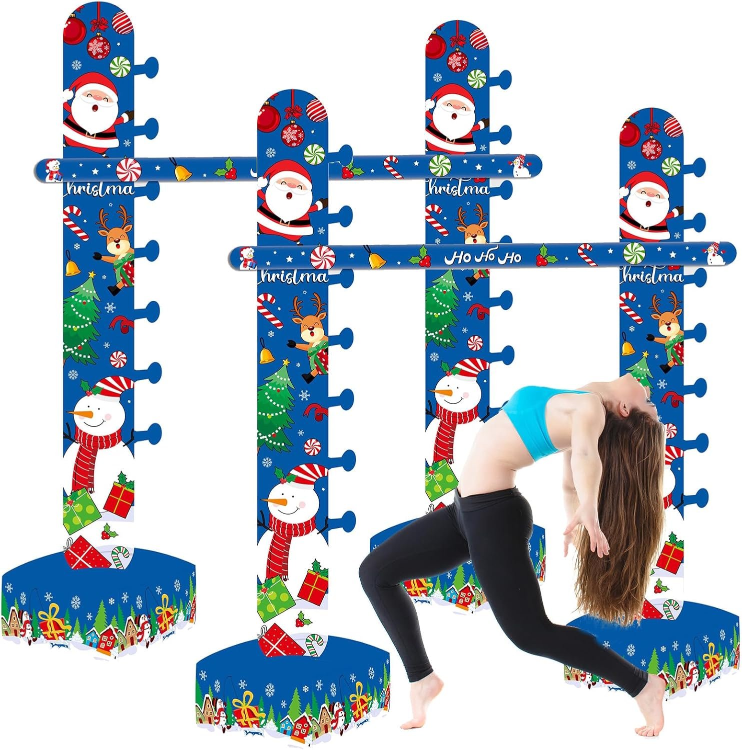 2 Pack Christmas Inflatable Limbo Party Game 59 in Santa Xmas Tree Indoor Outdoor Family Party Favor Easy Setup for Birthday Backyard Picnic Winter Holiday Decor (Snowman) - Image 2