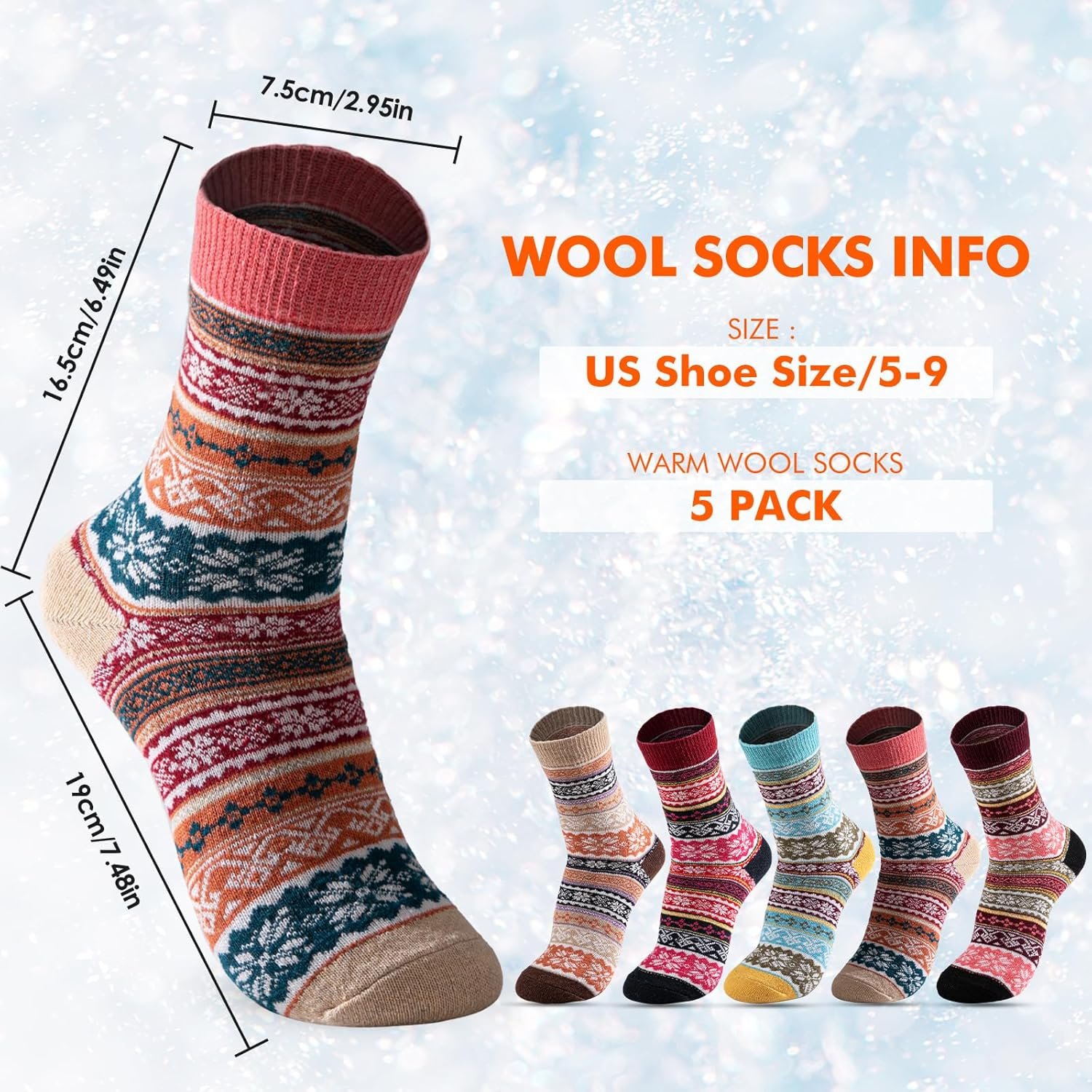 Trifabricy Wool Socks - Vintage Winter Warm Wool Socks for Women, Soft Cozy Socks, Thick Knit Boots Socks Gifts for Women Men - Image 5