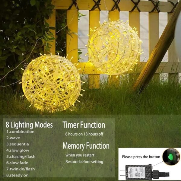 Christmas String Lights Outdoors,4 Pack 7.98" Sphere Lights,Ball Tree Garden Globe Lights for Home, Party, Christmas, Porch Patio,Wedding, Garden,Tree Decoration with Plug - Image 4