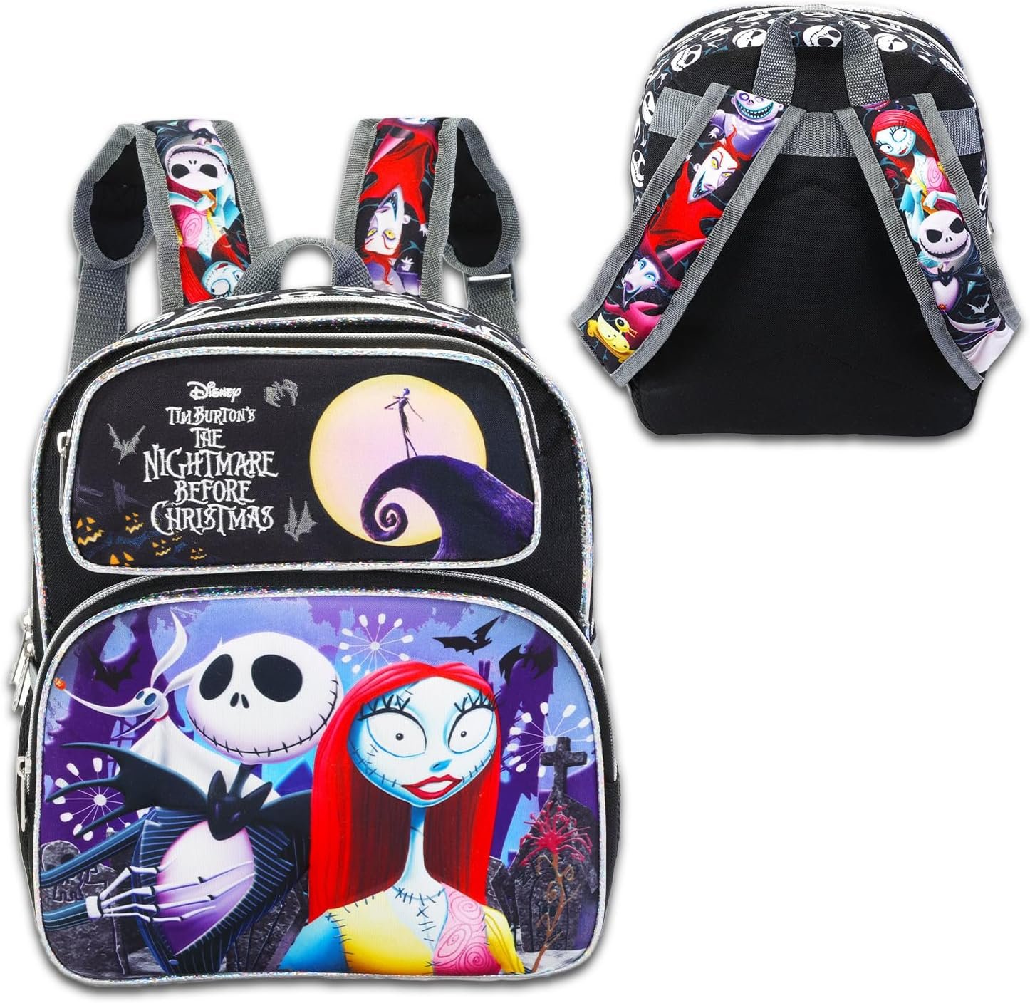 Disney Nightmare Before Christmas Mini Backpack for Girls - Bundle 12” Jack Skellington Backpack with Front Pocket Plus Stickers, Water Bottle, More | Jack and Sally Backpack - Image 4