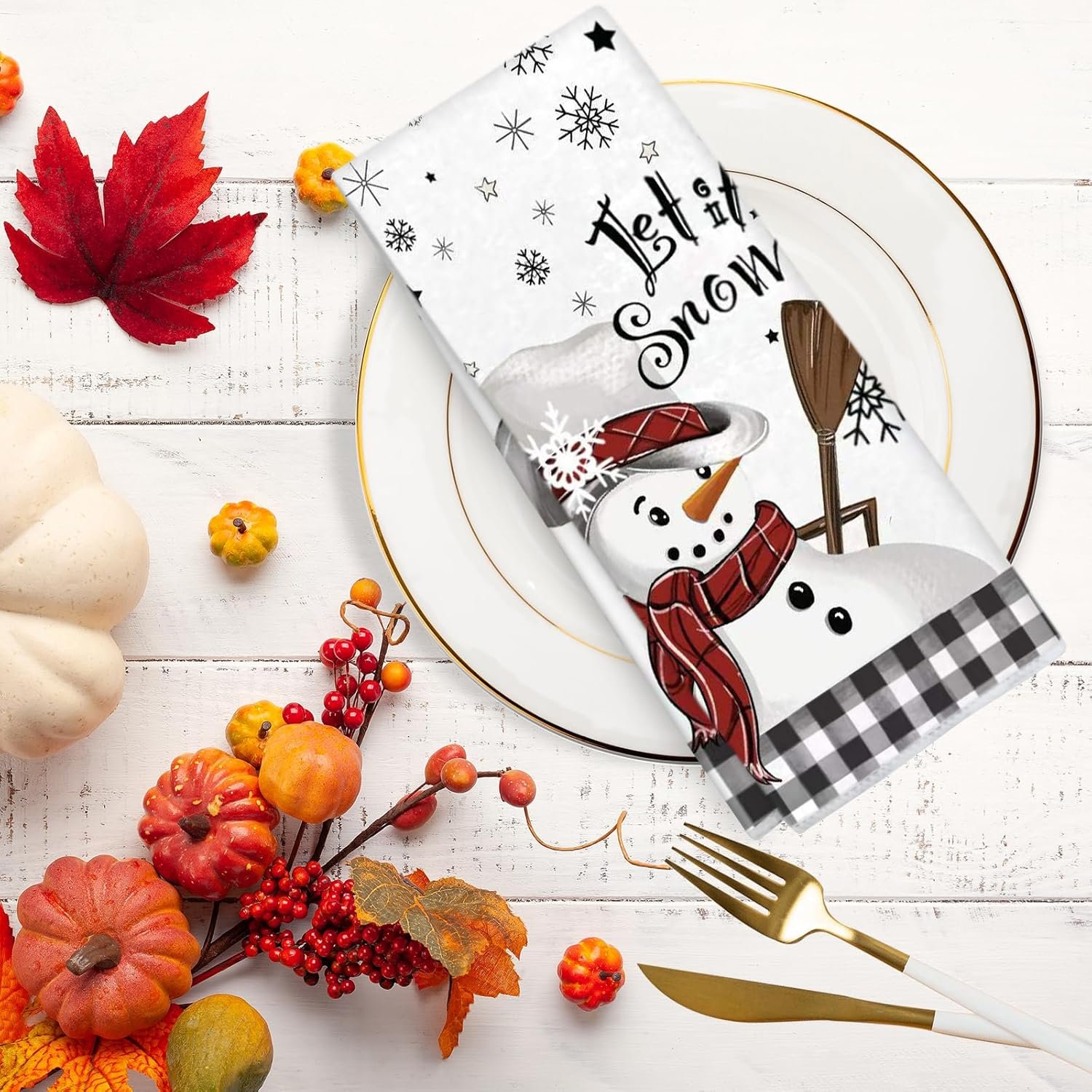 2 Pack Snowman Christmas Kitchen Towels Dish Towels, 16 Inch X 26 Inch, Lint Free Winter Decoration Hand Towels for Home - Image 6