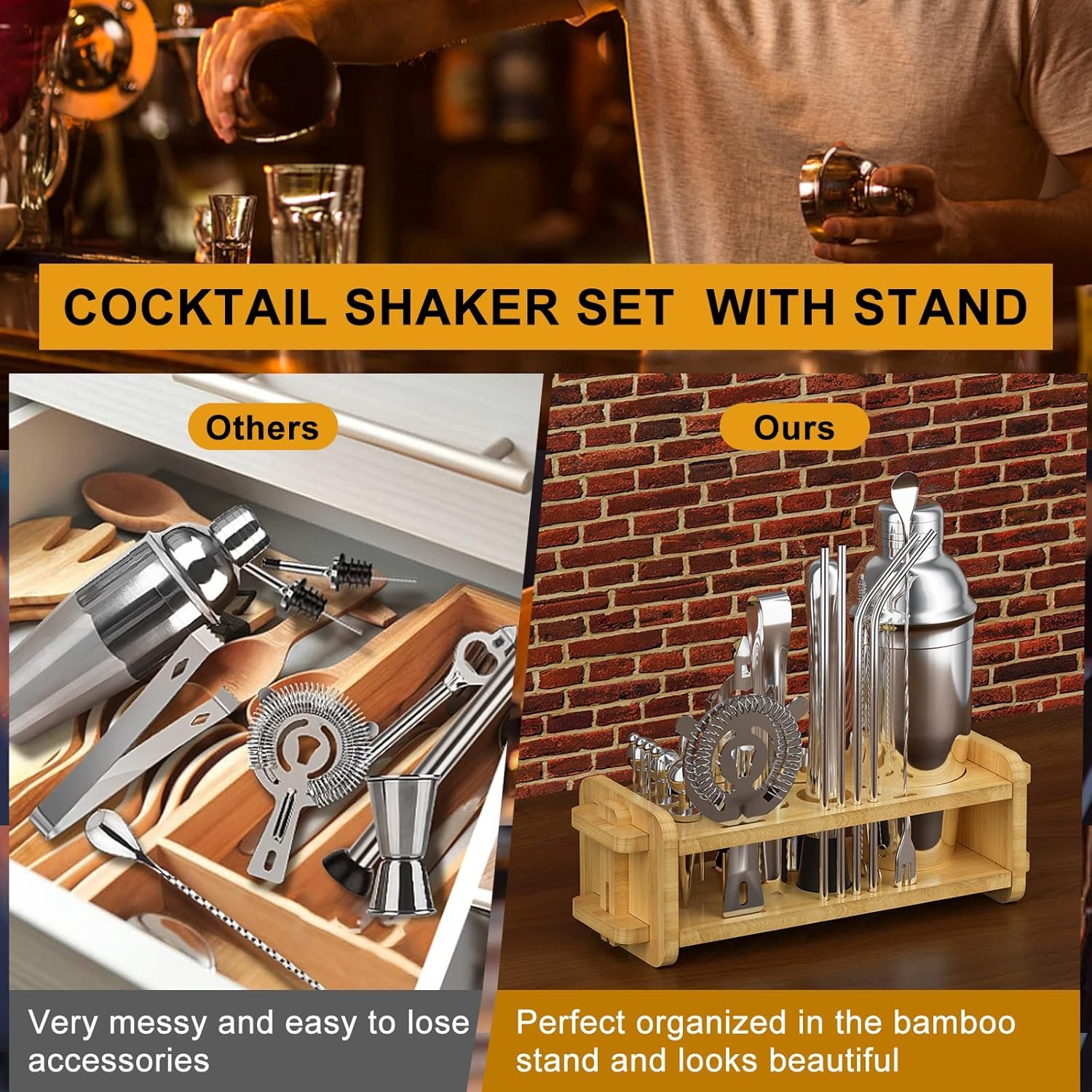 30pcs Mixology Bartender Kit with Stand, 25oz Bar Set Cocktail Shaker Set, Professional Bartending Kit Home Bar Tools Set Bar Accessories Father's Day - Image 5